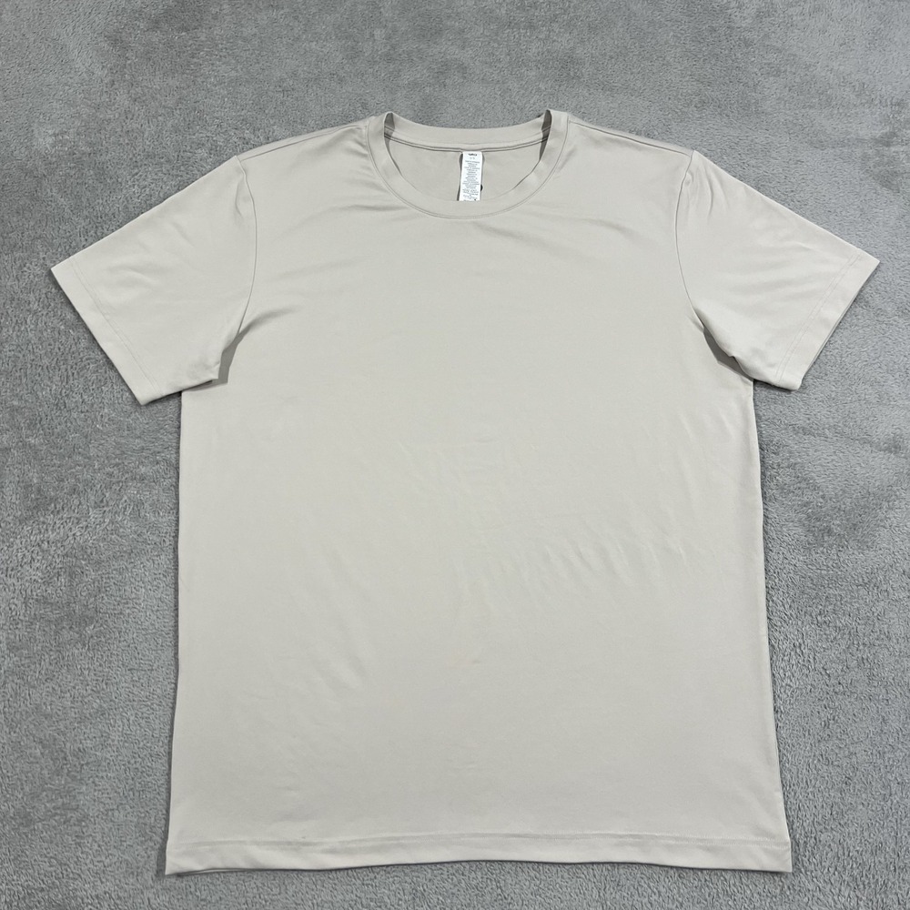 Alo Yoga T Shirt Mens Large Beige Conquer Reform Crewneck Short Sleeve Tee